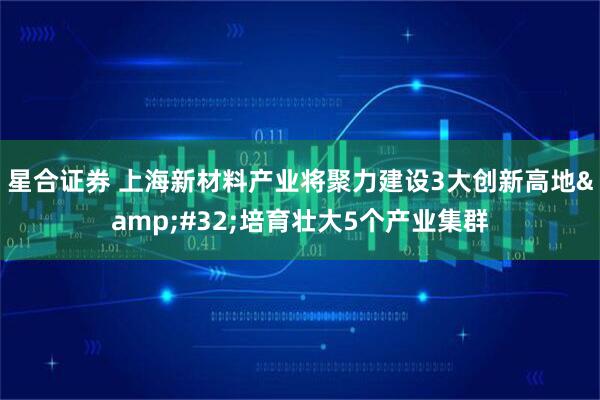 星合证券 上海新材料产业将聚力建设3大创新高地 培育壮大5个产业集群